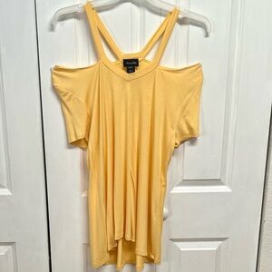 Norma Allen Yellow Cold Shoulder Strap Blouse Size L